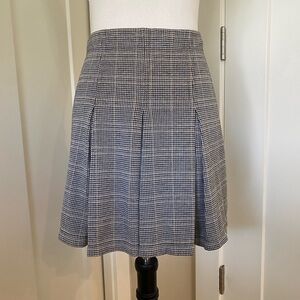 Classic Houndstooth Plaid Pleated Skirt